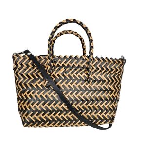 Zara‎ Brown & Black Weaved Satchel Crossbody Bag Shopper Bag Women's Purse
